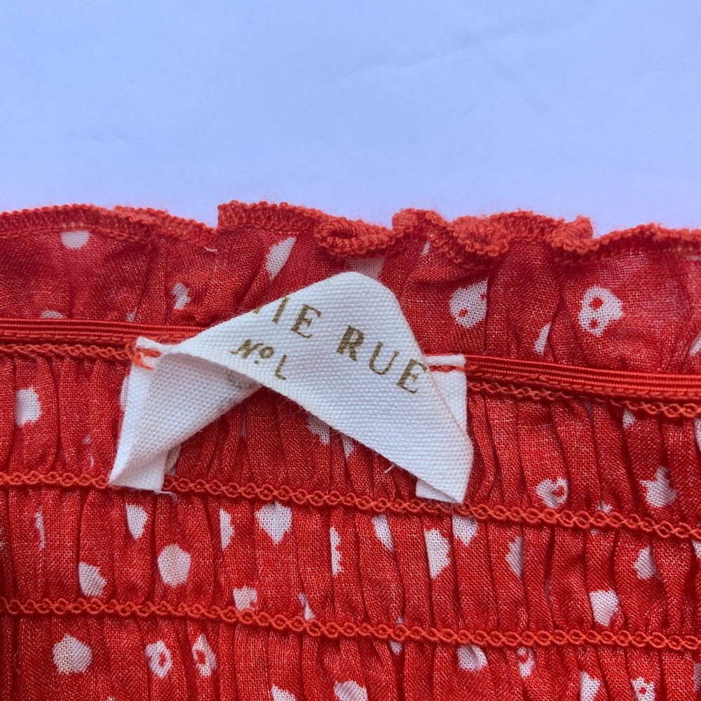Sophie Rue crop top smock polka dot ruffle spaghetti strap red tomato girl L - Picture 5 of 7